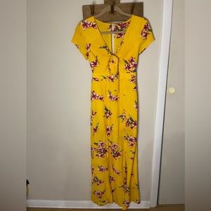 Guess XS yellow floral maxi dress
